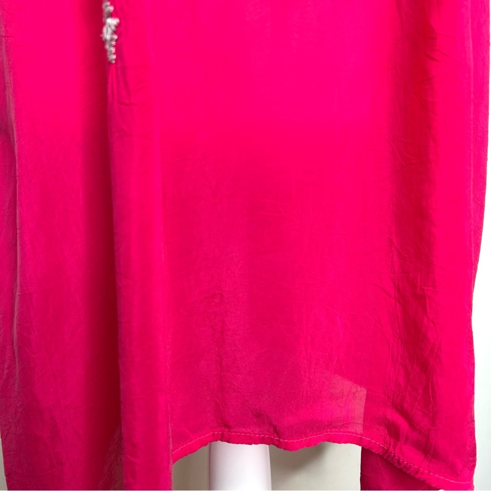 Johnny Was Floral Embroidered Boho Tunic Karineh Pomegranate Pink Fairy Top - Picture 6 of 13